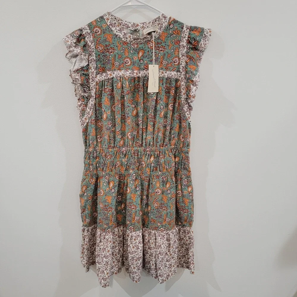 Universal Thread Womens Linen Dress Size Large Knee Length Floral Cottage Boho - Picture 1 of 8